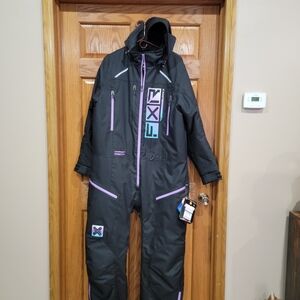 Black and Purple One-Piece Snowsuit